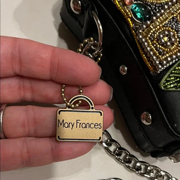 Mary Frances Princess Black Clutch with Jewel and Floral Authentic - Picture 2 of 9